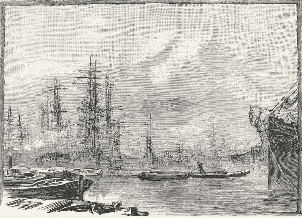 MILLWALL. Millwall Docks 1888 old antique vintage print picture